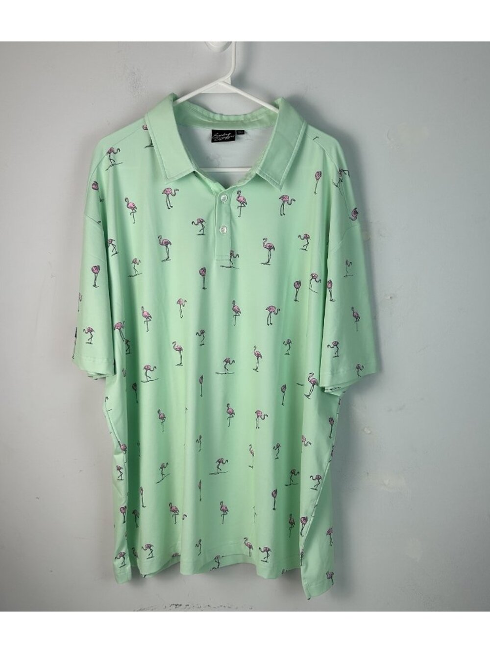 Sunday Swagger Shirt Mens 3xl Green Flamingo Golf Performance Polo AOP